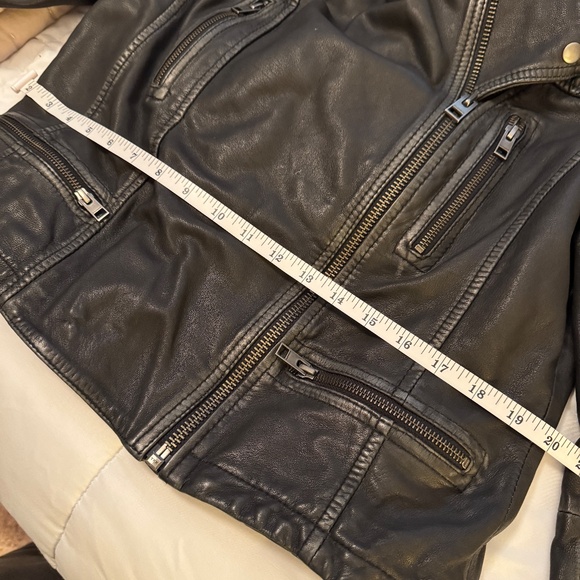 All Saints Cargo Distressed Leather Biker Jacket size 10 (large) - Picture 5 of 7